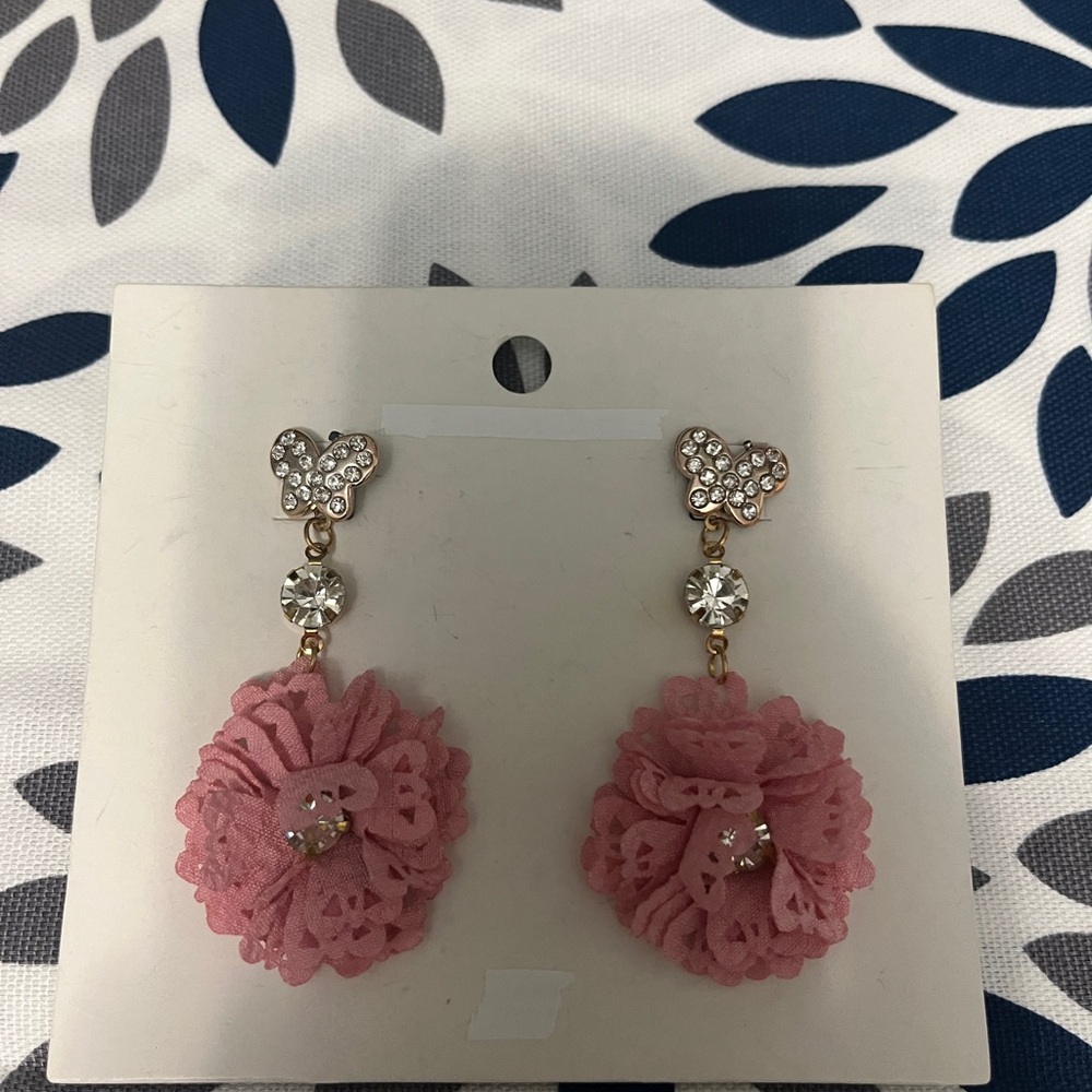 Pink Floral Drop Earrings